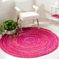 thumbnail image 1 of SAFAVIEH Braided Calvin Transitional Cotton Reversible Area Rug, Pink/Fuchsia, 4' x 4' Round, 1 of 11