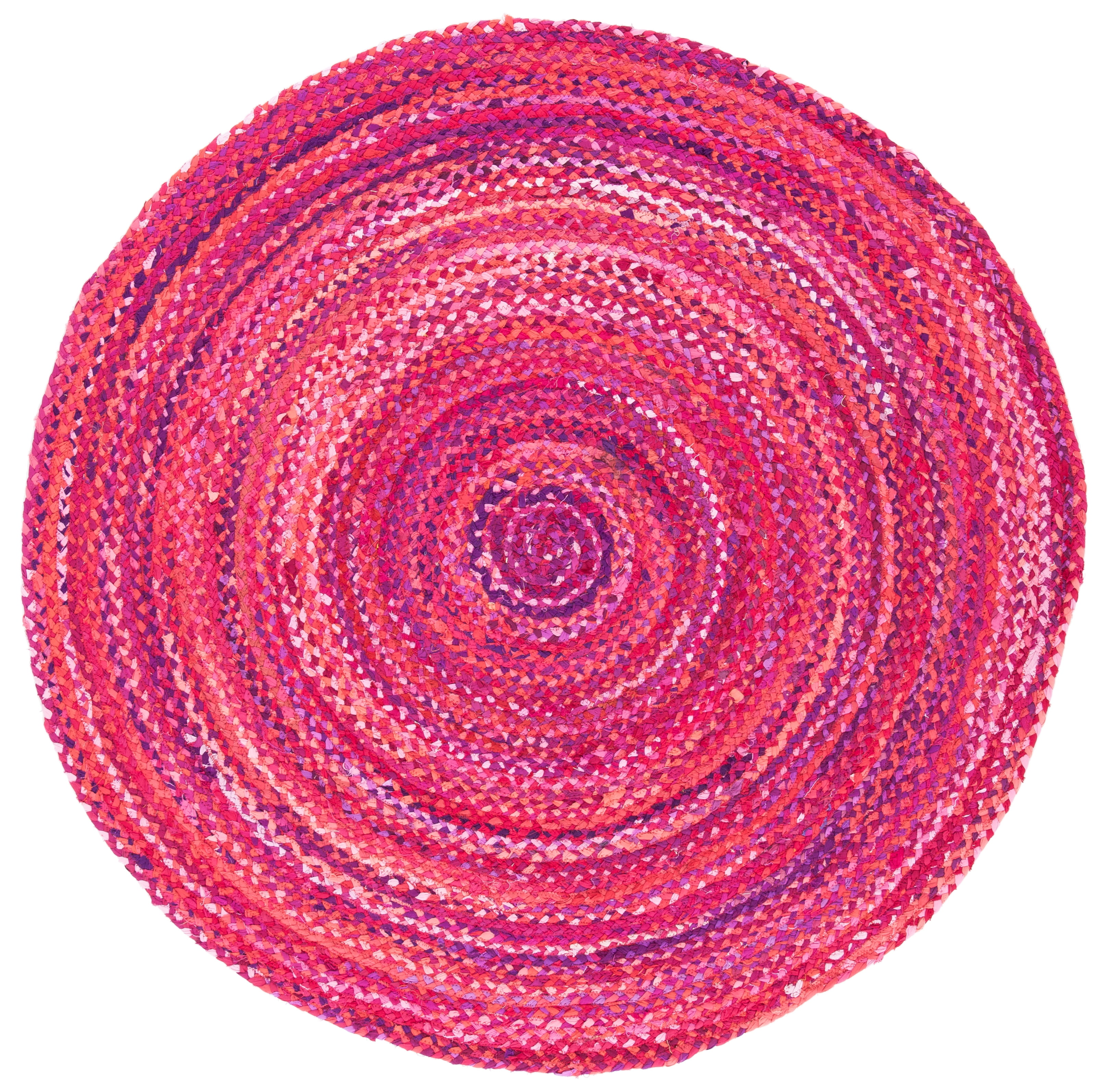 Handwoven Braided Black Cotton 59" Round Area Rug - Reversible and Easy Care