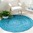 thumbnail image 1 of SAFAVIEH Braided Calvin Transitional Cotton Reversible Area Rug, Turquoise, 3' x 3' Round, 1 of 11