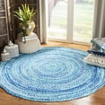 thumbnail image 1 of SAFAVIEH Braided Calvin Transitional Cotton Reversible Area Rug, Turquoise, 8' x 8' Round, 1 of 10