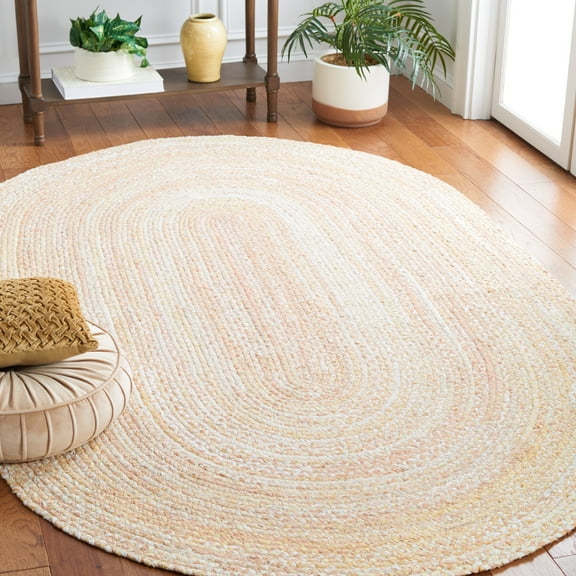 SAFAVIEH Braided Calvin Transitional Cotton Reversible Area Rug, Beige, 6' x 9' Oval
