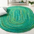 thumbnail image 1 of SAFAVIEH Braided Calvin Transitional Cotton Reversible Area Rug, Green, 3' x 5' Oval, 1 of 11