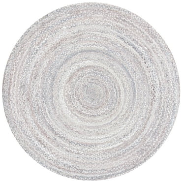 SAFAVIEH Braided Calvin Transitional Cotton Reversible Area Rug, Light Grey, 5' x 5' Round