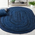 thumbnail image 1 of SAFAVIEH Braided Calvin Transitional Cotton Reversible Area Rug, Navy/Black, 6' x 9' Oval, 1 of 11