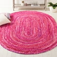 thumbnail image 1 of SAFAVIEH Braided Calvin Transitional Cotton Reversible Area Rug, Pink/Fuchsia, 4' x 6' Oval, 1 of 11