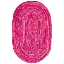 SAFAVIEH Braided Calvin Transitional Cotton Reversible Area Rug, Pink/Fuchsia, 5' x 8' Oval