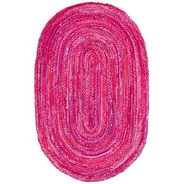 SAFAVIEH Braided Calvin Transitional Cotton Reversible Area Rug, Pink/Fuchsia, 5' x 8' Oval