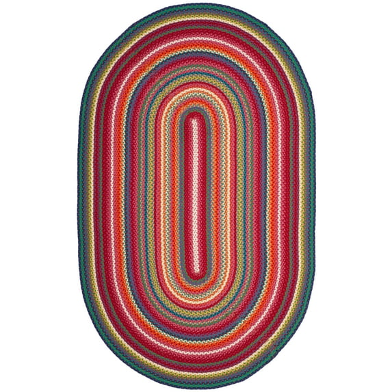 SAFAVIEH Braided Candyce Colorful Bordered Area Rug, Multi, 6' x 9' Oval
