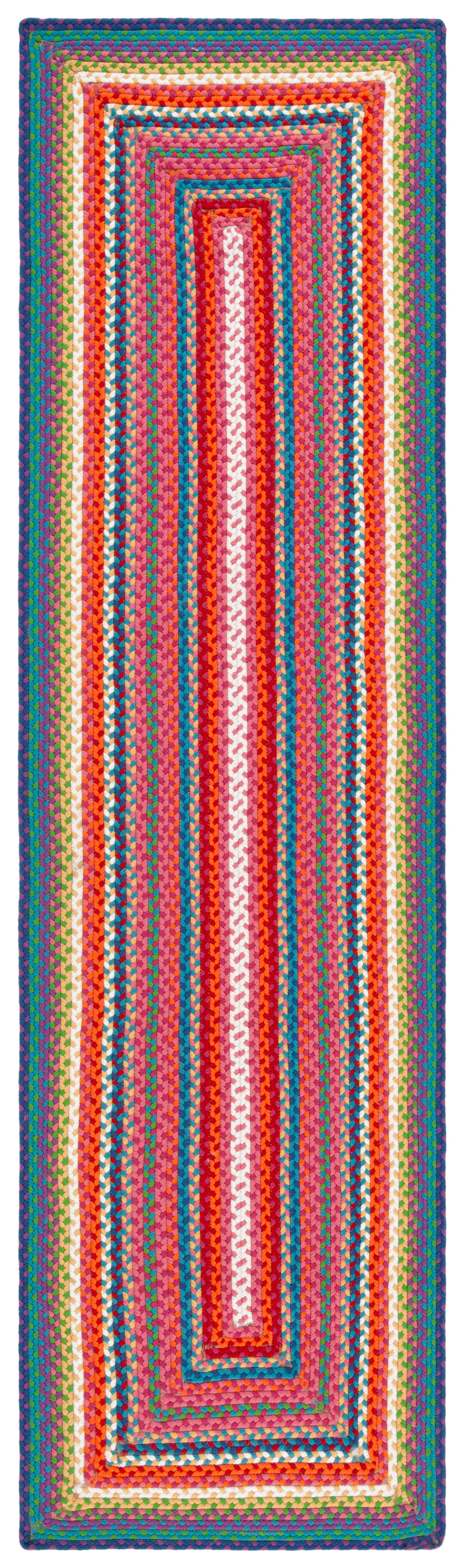 Handwoven Braided Geometric Reversible Runner Rug, Multi, 27" x 168"