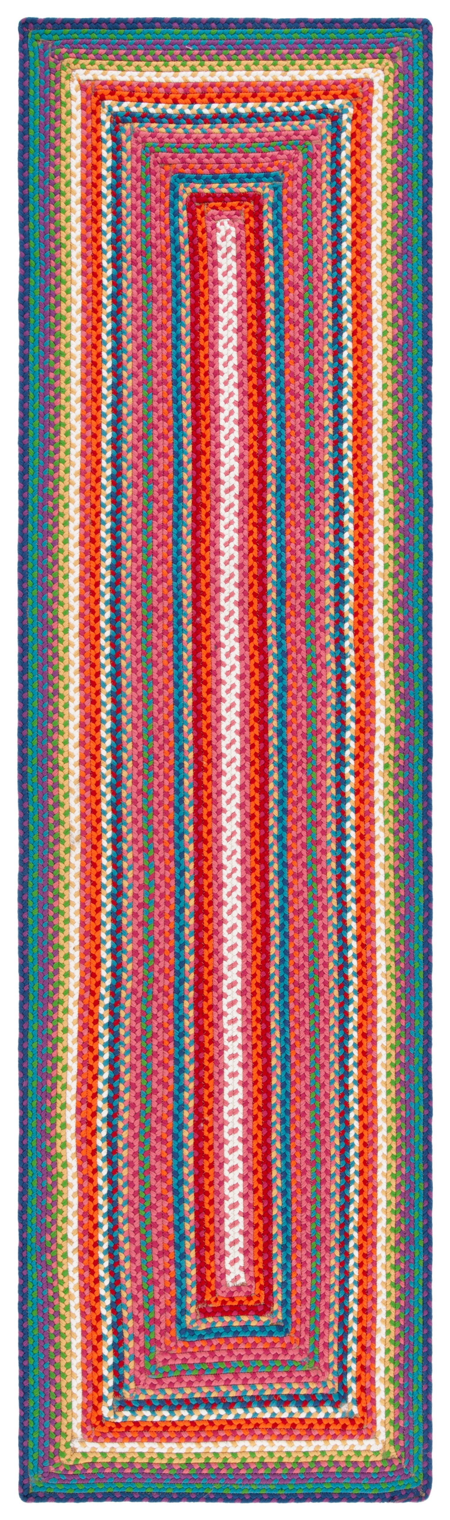 SAFAVIEH Braided Candyce Geometric Machine Washable Reversible Runner Rug, Multi, 2'3" x 14'