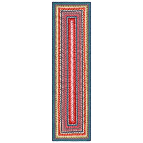 SAFAVIEH Braided Candyce Geometric Machine Washable Reversible Runner Rug, Multi, 2'3" x 14'
