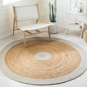 SAFAVIEH Braided Carina Bordered Reversible Area Rug, Beige/Natural, 5' x 5' Round