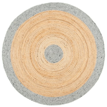 SAFAVIEH Braided Carina Bordered Reversible Area Rug, Grey/Natural, 4' x 4' Round