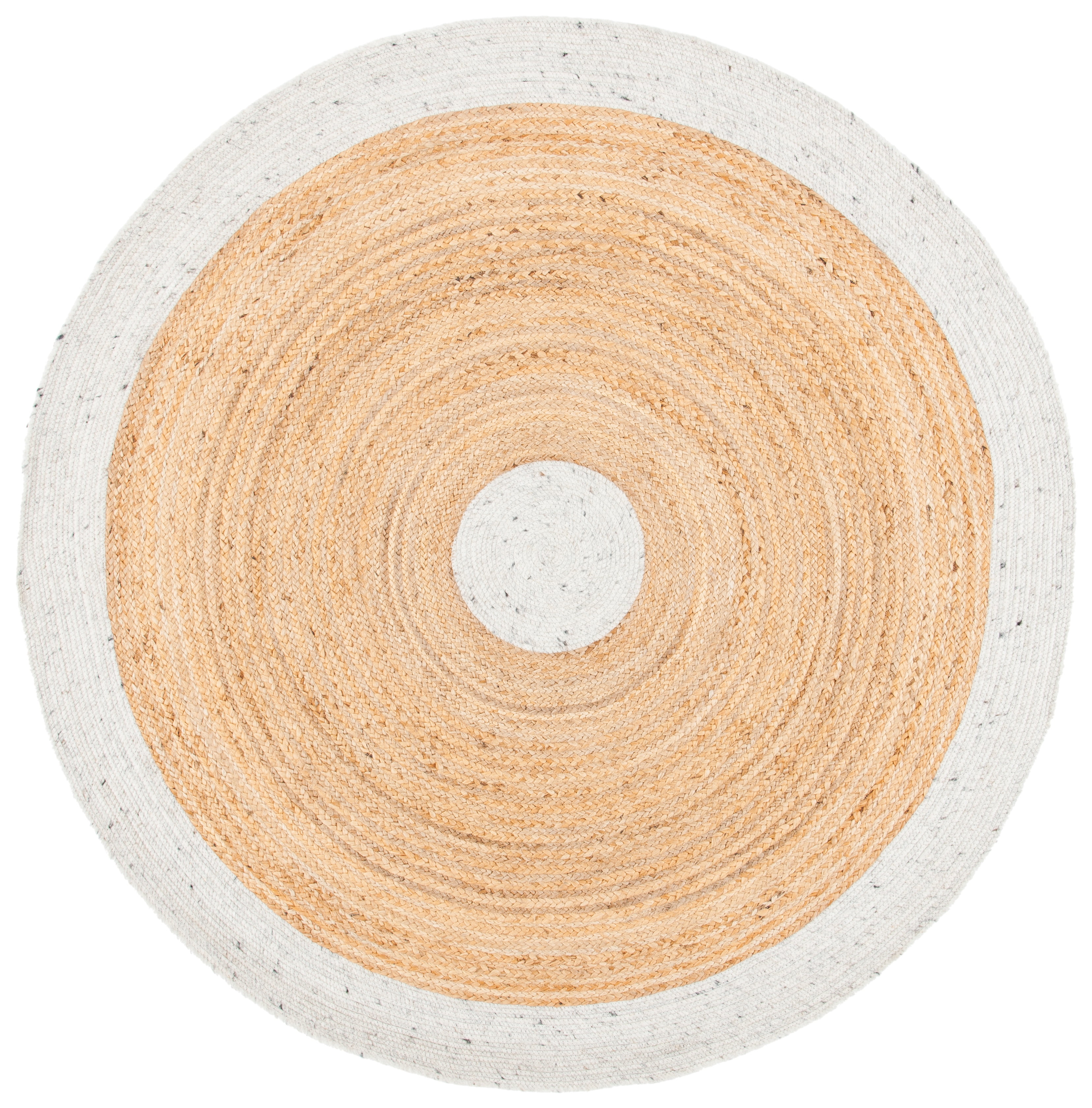 Handwoven Braided Gray & Natural Wool-Cotton 6' Round Rug