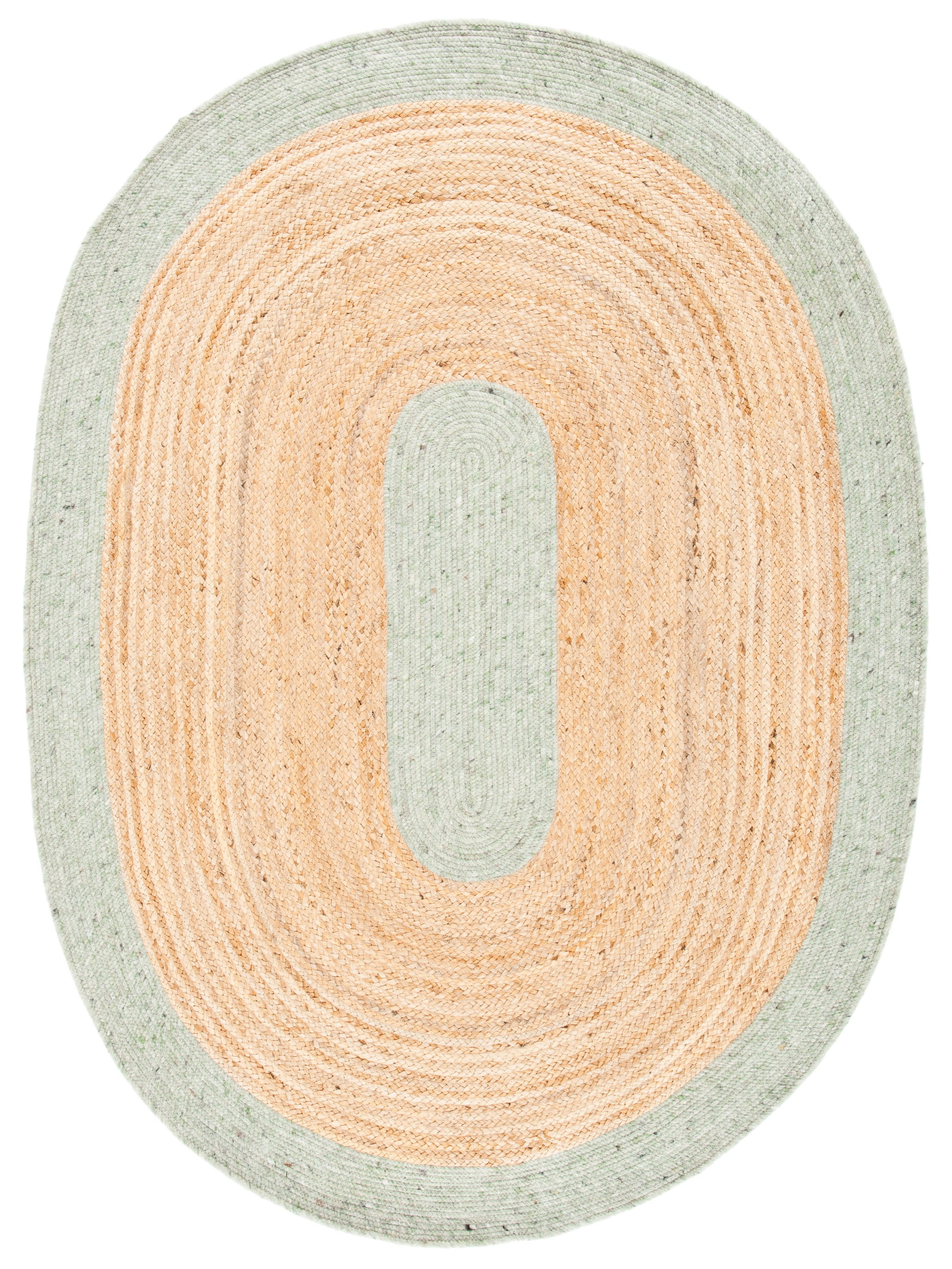 Gray Braided Handmade Reversible Oval 6' x 9' Wool Cotton Rug