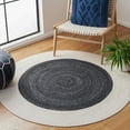 thumbnail image 1 of SAFAVIEH Braided Celinda Solid Polyester Reversible Area Rug, Black/Ivory, 5' x 5' Round, 1 of 7