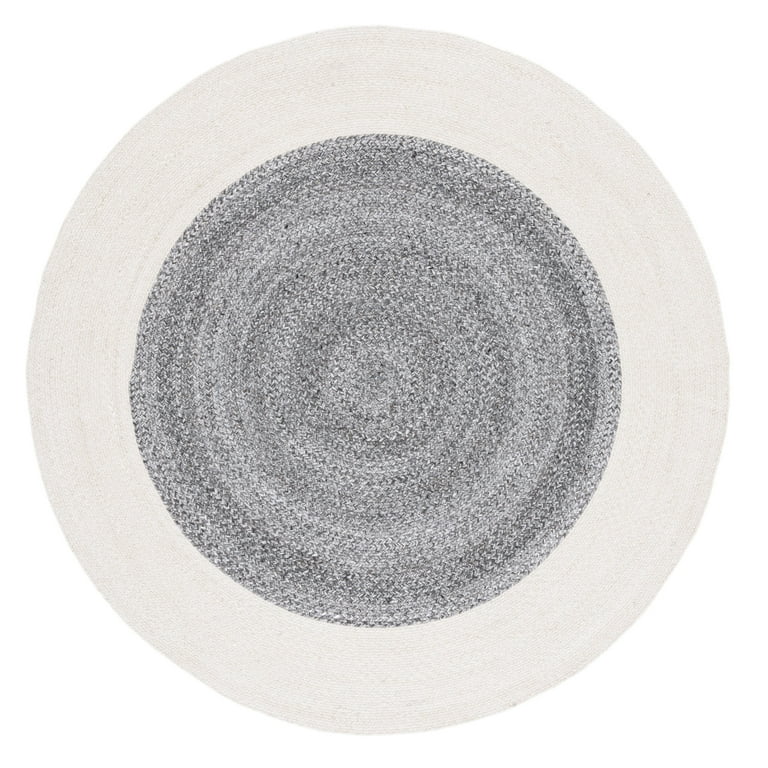 SAFAVIEH Braided Celinda Confetti Bordered Area Rug, Dark Grey/Ivory, 5' x  5' Round 