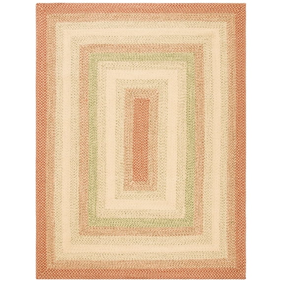 SAFAVIEH Braided Cirino Bordered Area Rug, Rust/Multi, 9' x 9' Round