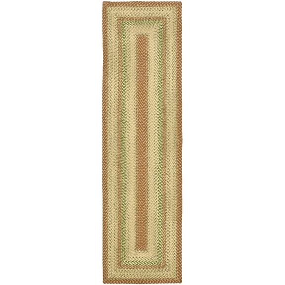 SAFAVIEH Braided Cirino Bordered Machine Washable Reversible Runner Rug, Rust/Multi, 2'3" x 18'