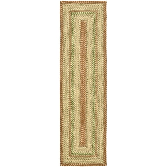 SAFAVIEH Braided Cirino Bordered Machine Washable Reversible Runner Rug, Rust/Multi, 2'3" x 20'