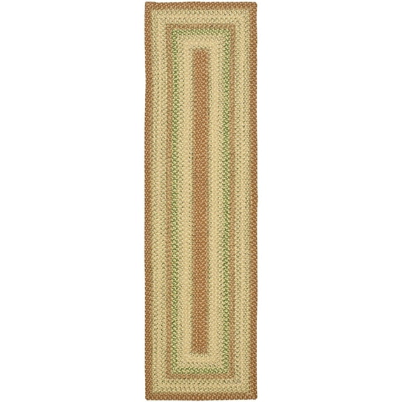 SAFAVIEH Braided Cirino Bordered Machine Washable Reversible Runner Rug, Rust/Multi, 2'3" x 8'