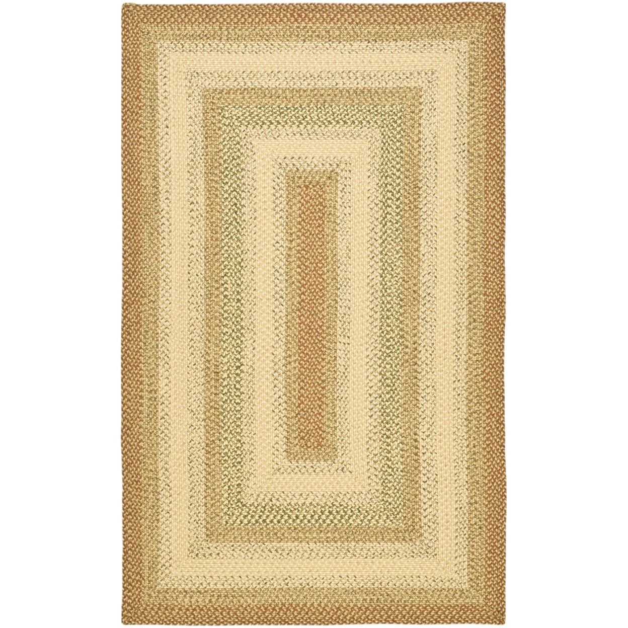 Rust and Beige Oval Braided Synthetic Area Rug 4' x 6'