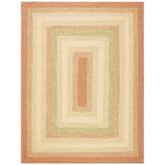 SAFAVIEH Braided Cirino Colorful Bordered Area Rug, Rust/Multi, 5' x 5' Round