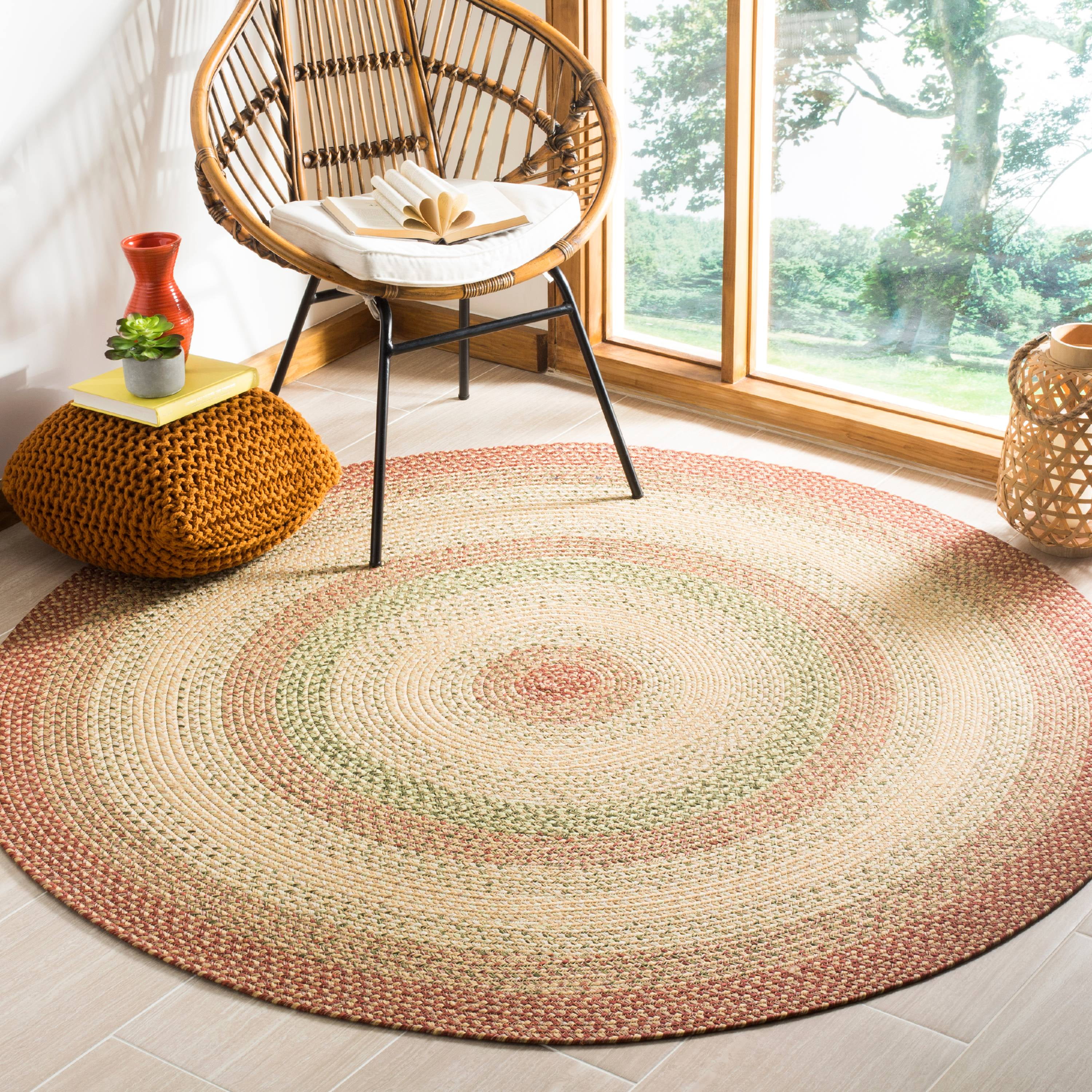 SAFAVIEH Braided Cirino Colorful Bordered Area Rug, Rust/Multi, 8' x 8 ...