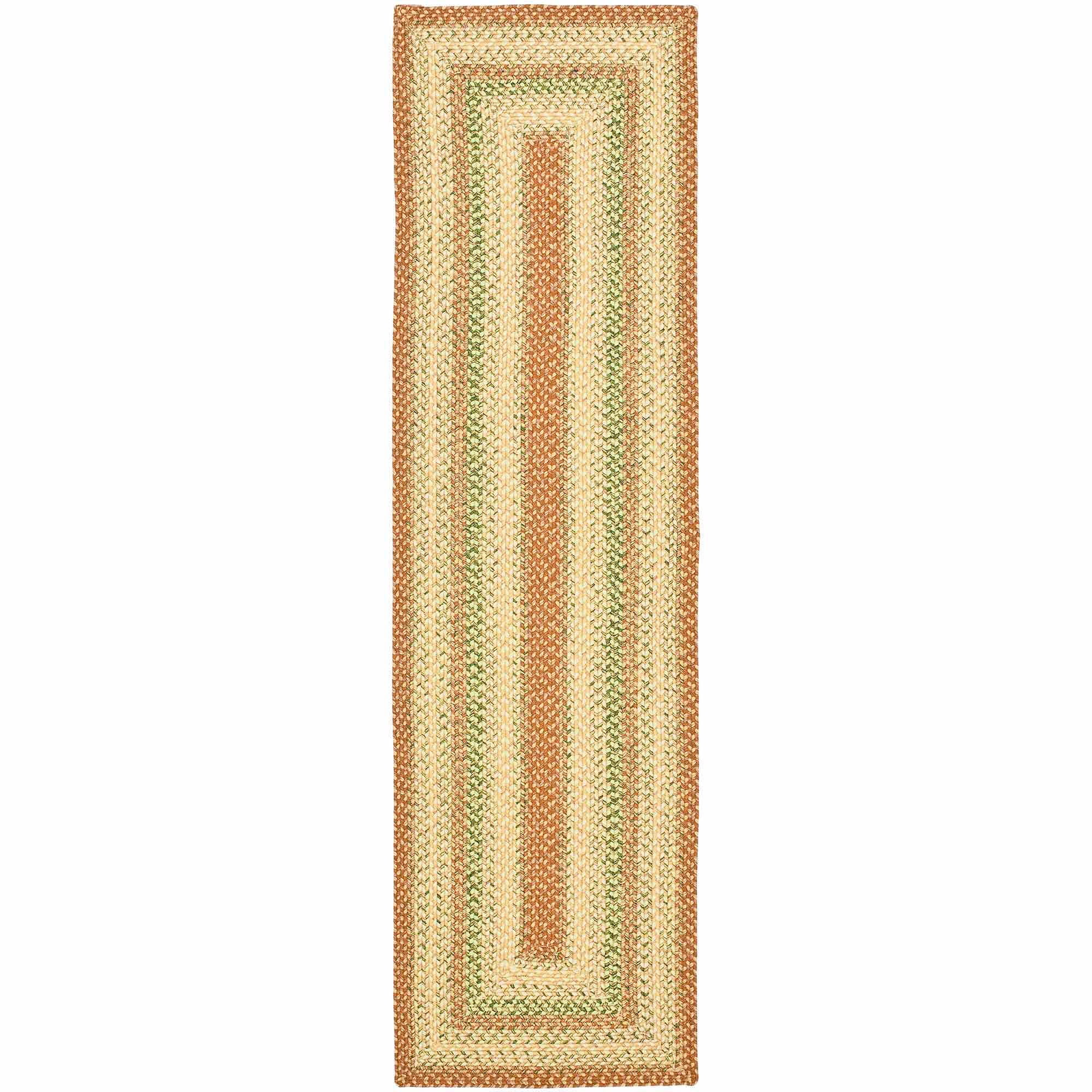 Handmade Braided Rust and Multi Synthetic Runner Rug, 2'3" x 10'