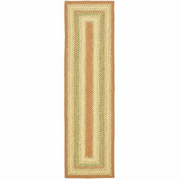 SAFAVIEH Braided Cirino Colorful Bordered Runner Rug, Rust/Multi, 2'3" x 14'