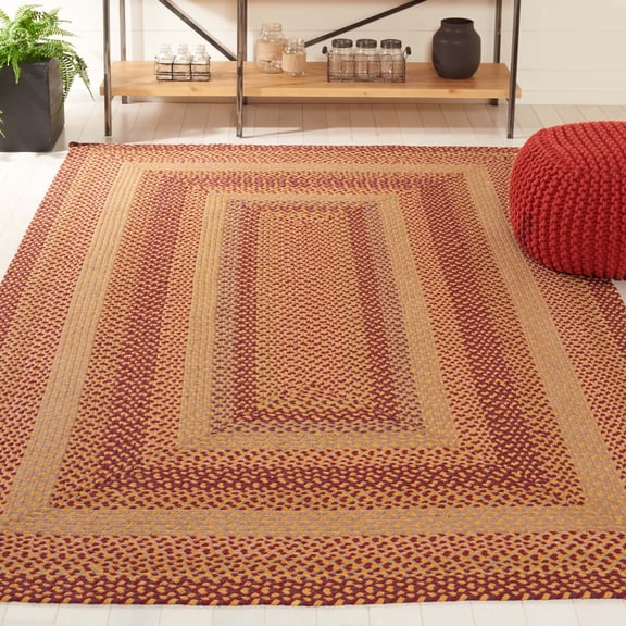 SAFAVIEH Braided Claes Bordered Reversible Area Rug, Yellow/Red, 5' x 8'