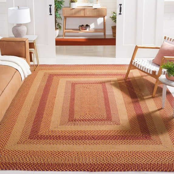 SAFAVIEH Braided Claes Bordered Reversible Area Rug, Yellow/Red, 8' x 10'