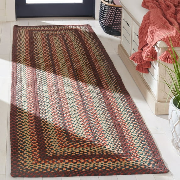 SAFAVIEH Braided Claes Bordered Reversible Runner Rug, Brown/Rust, 2'3" x 8'