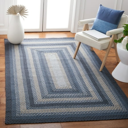 SAFAVIEH Braided Claes Bordered Reversible Area Rug, Dark Gray/Blue, 3' x 5'