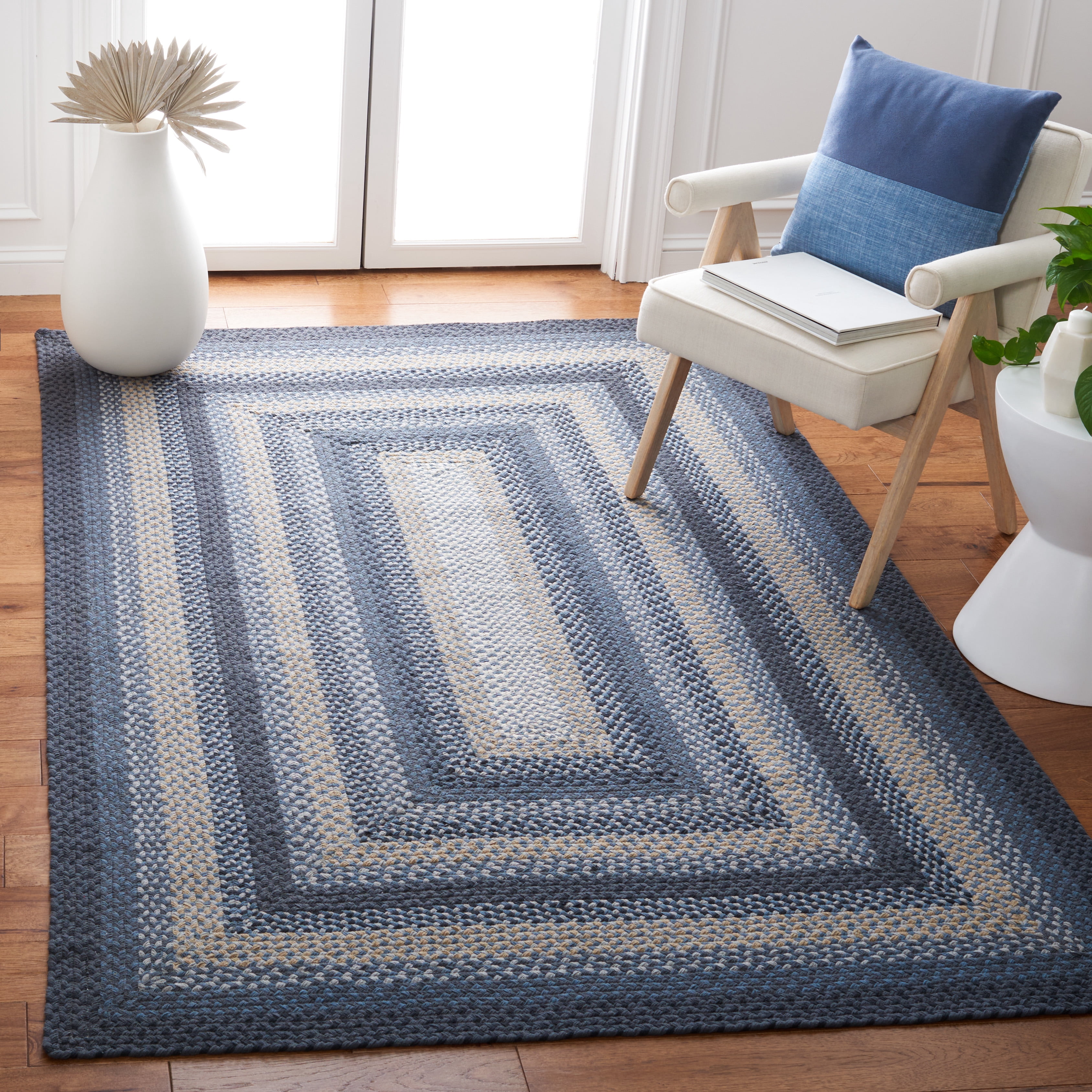 SAFAVIEH Braided Claes Bordered Reversible Area Rug, Dark Gray/Blue, 6' x 9'