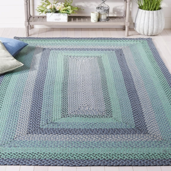 SAFAVIEH Braided Claes Bordered Reversible Area Rug, Gray/Green, 6' x 9'