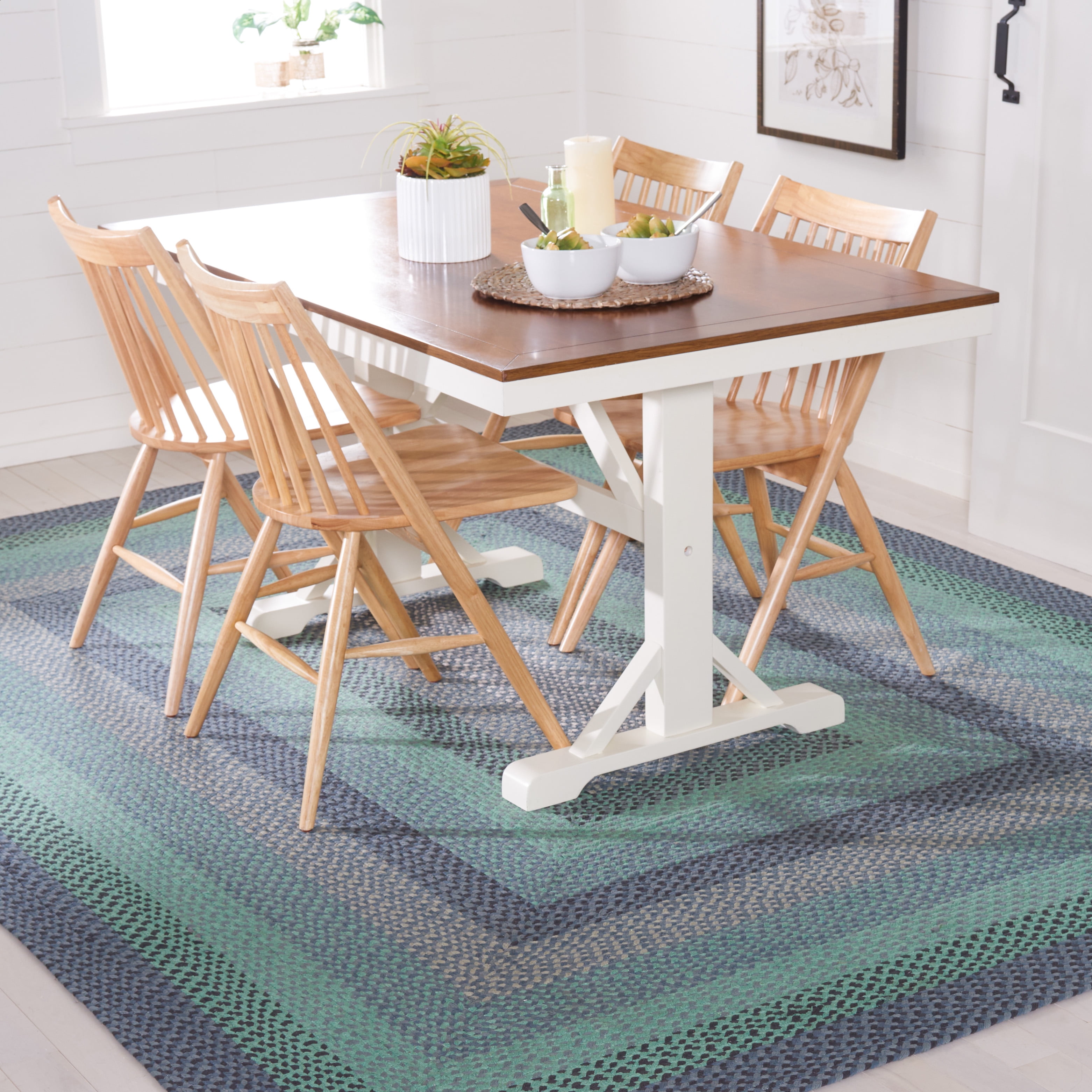 SAFAVIEH Braided Claes Bordered Reversible Area Rug, Gray/Green, 8' x 10'