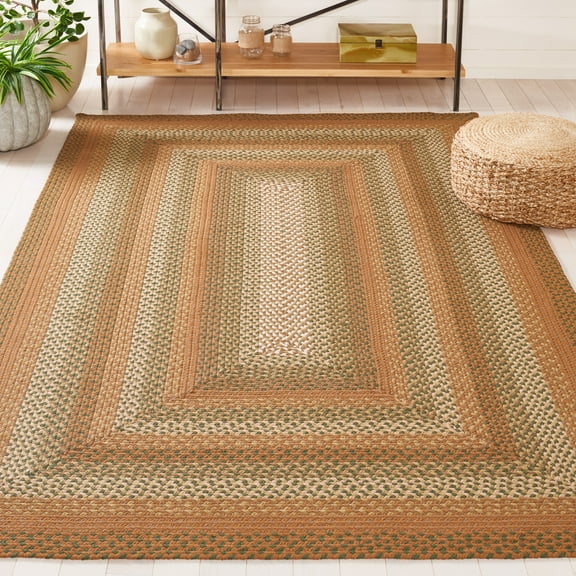 SAFAVIEH Braided Claes Bordered Reversible Area Rug, Ivory/Brown, 6' x 6' Square