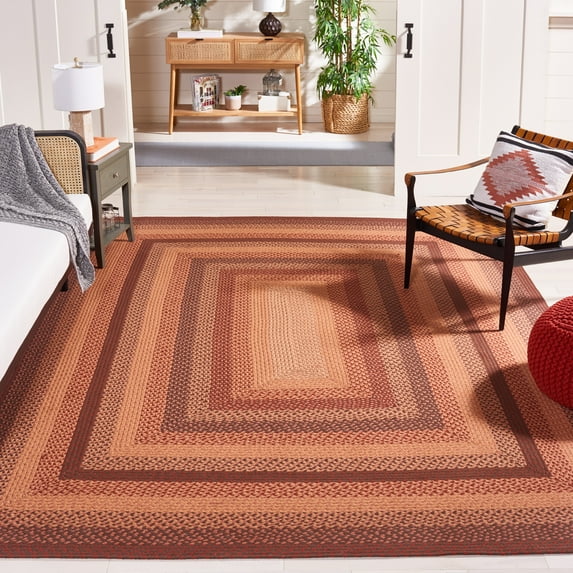 SAFAVIEH Braided Claes Bordered Reversible Area Rug, Orange/Rust, 8' x 10'