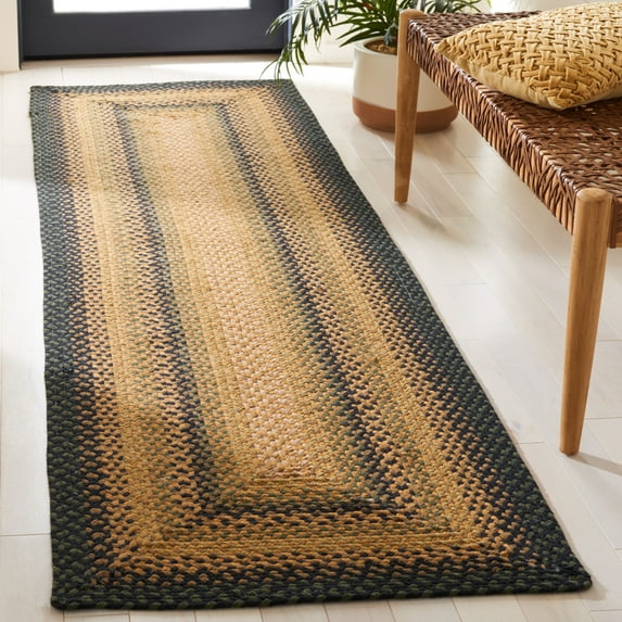 SAFAVIEH Braided Claes Bordered Reversible Runner Rug, Gold/Sage, 2'3" x 8'