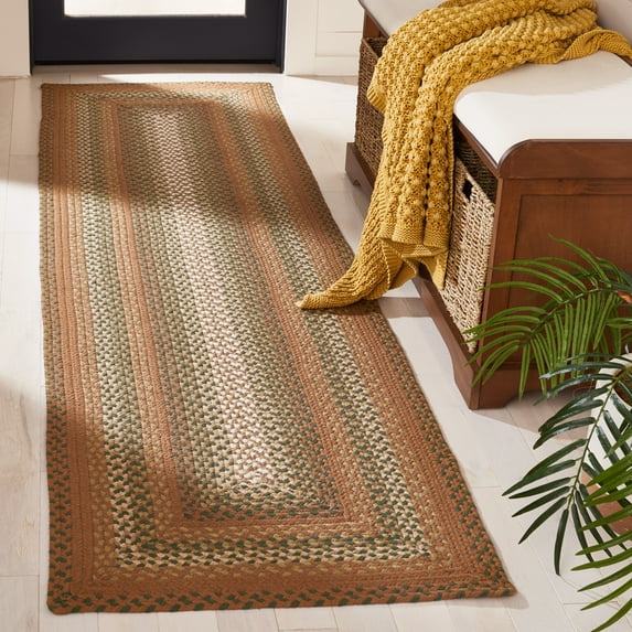 SAFAVIEH Braided Claes Bordered Reversible Runner Rug, Ivory/Brown, 2'3" x 8'