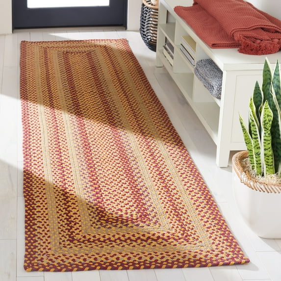 SAFAVIEH Braided Claes Bordered Reversible Runner Rug, Yellow/Red, 2'3" x 8'