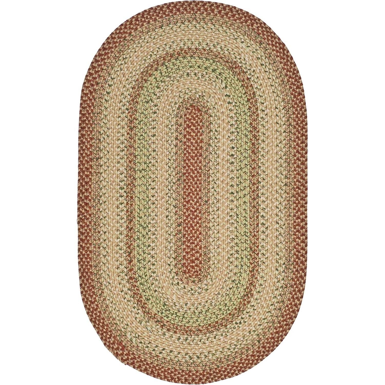 SAFAVIEH Braided Collection Area Rug - 8' x 10' Oval, Rust & Multi ...