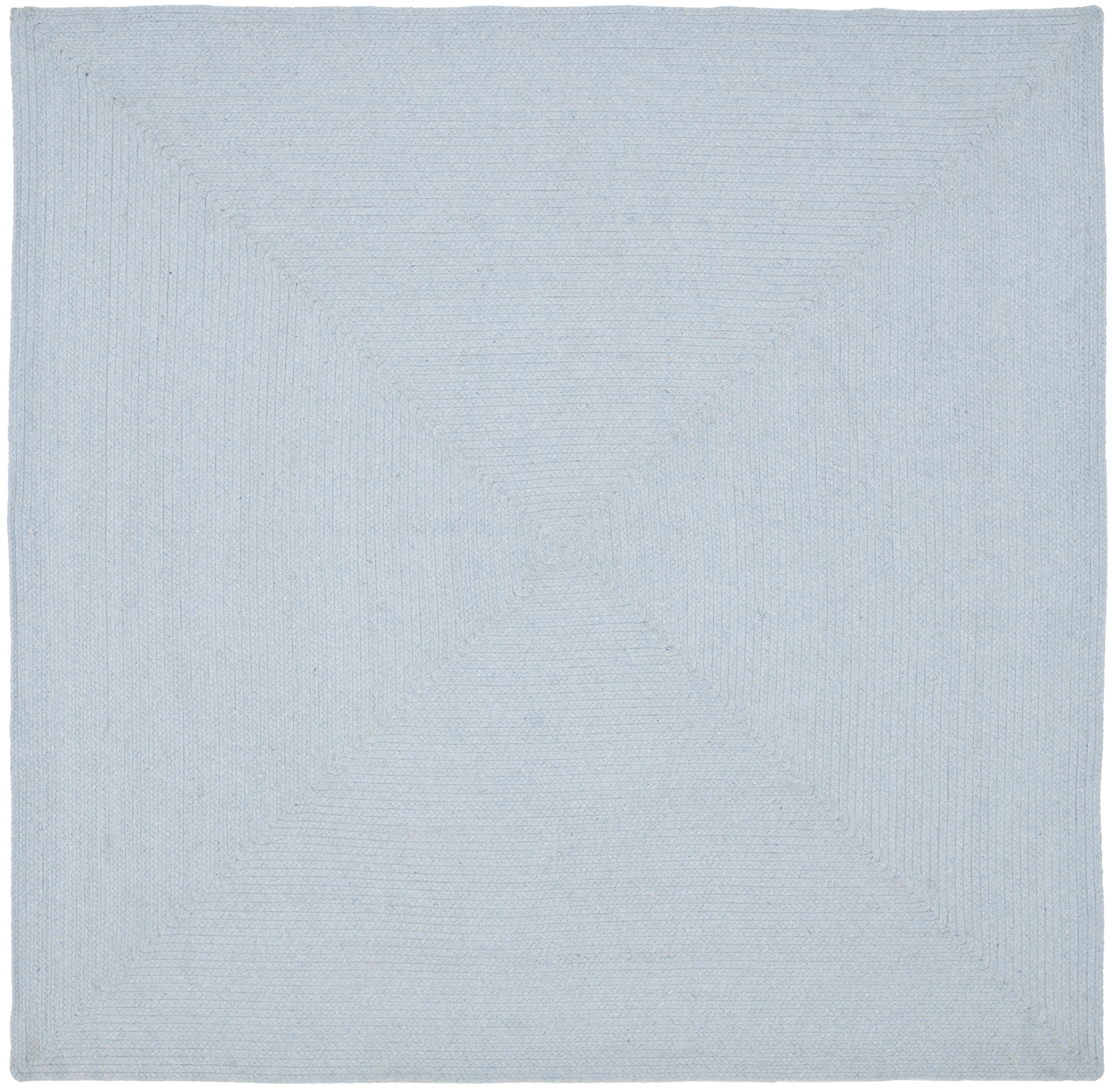 Light Blue Handmade Cotton Braided Reversible Square Rug