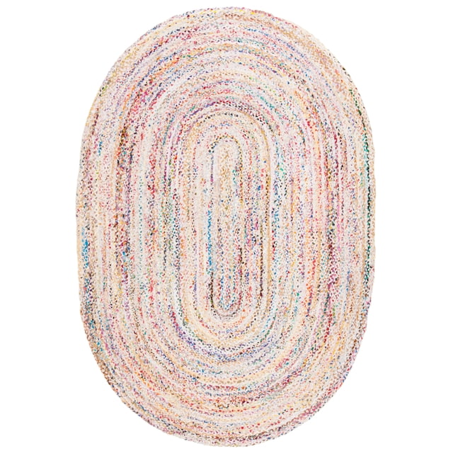 Round Confetti Rug SAFAVIEH Braided Daphne Confetti Striped Area Rug, Ivory/Multi, 6' x 9 ...