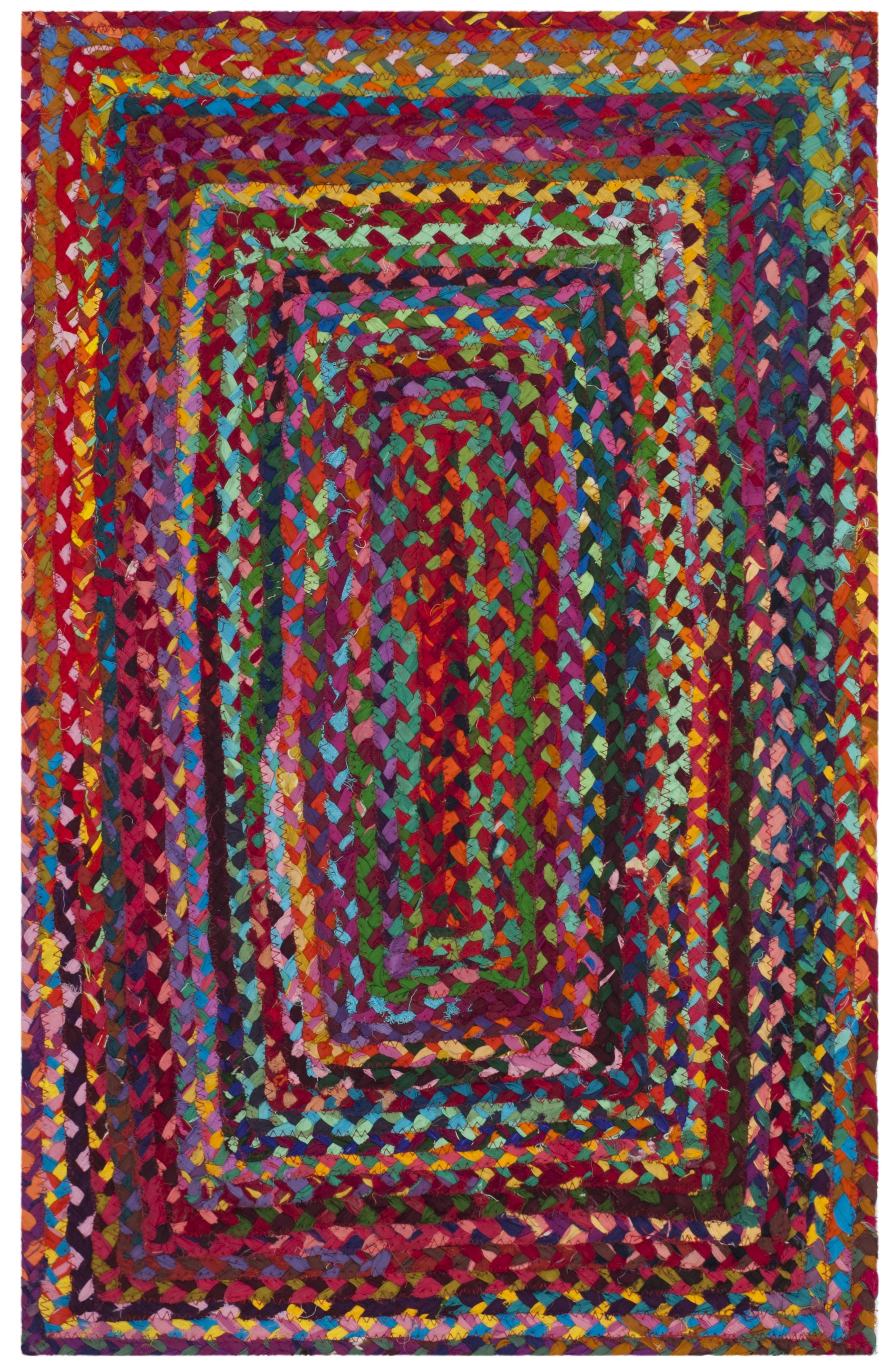 Handmade Red and Multicolor Braided Wool Cotton Rug 2' x 3'