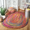 thumbnail image 1 of SAFAVIEH Braided Daphne Geometric Cotton Reversible Area Rug, Red/Multi, 6' x 9' Oval, 1 of 10