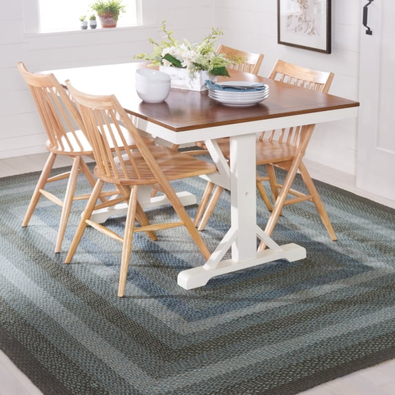 SAFAVIEH Braided Dorinda Bordered Reversible Area Rug, Light Blue/Green, 8' x 10'