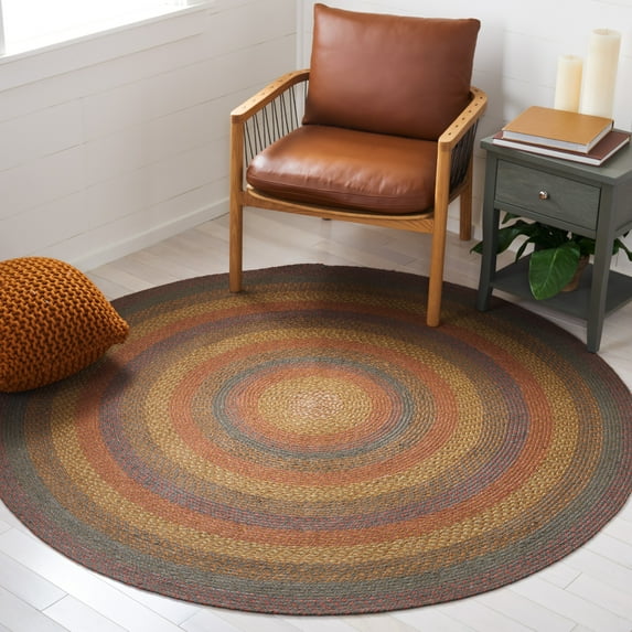 SAFAVIEH Braided Dorinda Bordered Reversible Area Rug, Green/Rust, 3' x 5' Oval