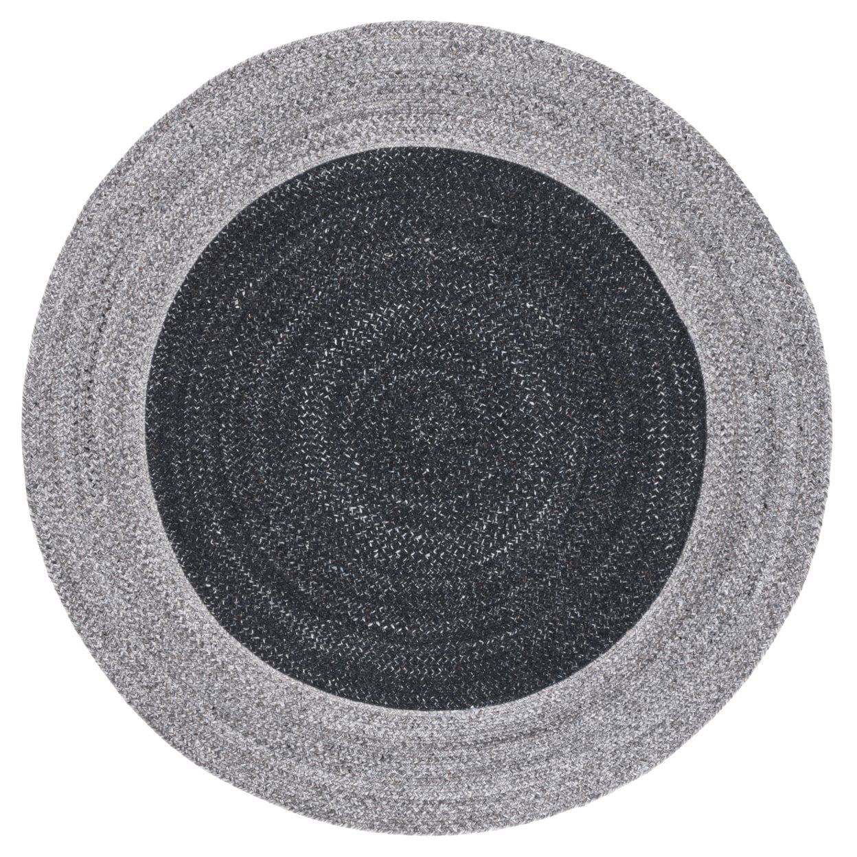 Handwoven Grey and Brown Reversible Round Braided Rug